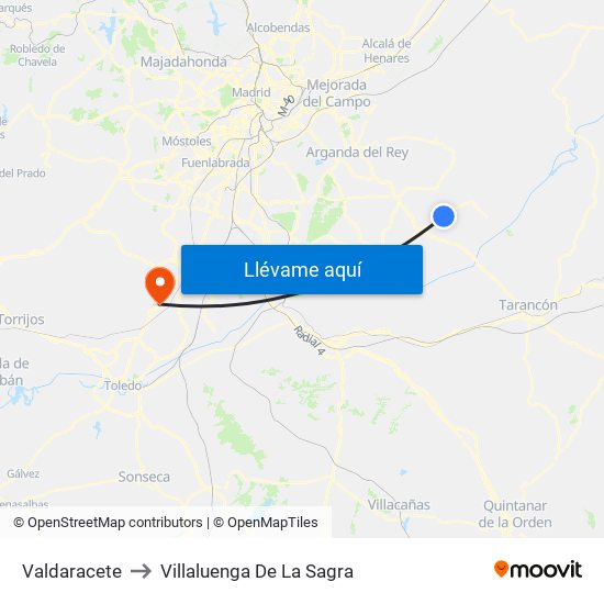 Valdaracete to Villaluenga De La Sagra map