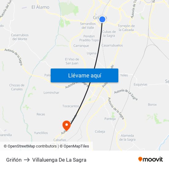 Griñón to Villaluenga De La Sagra map