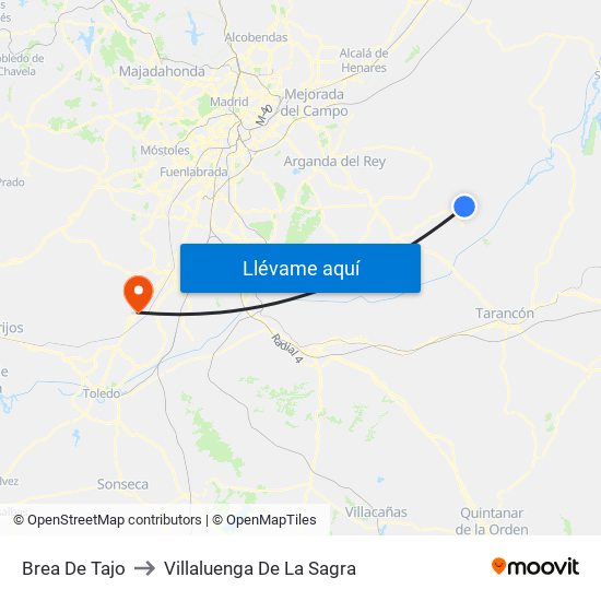 Brea De Tajo to Villaluenga De La Sagra map