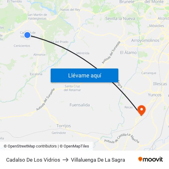 Cadalso De Los Vidrios to Villaluenga De La Sagra map
