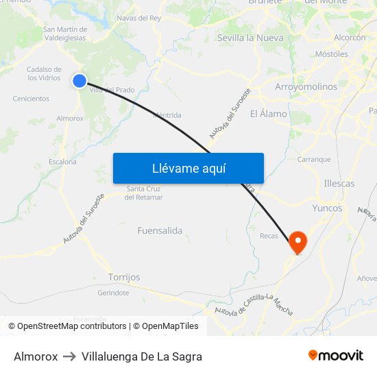 Almorox to Villaluenga De La Sagra map