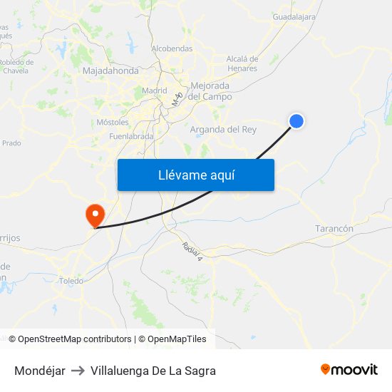 Mondéjar to Villaluenga De La Sagra map