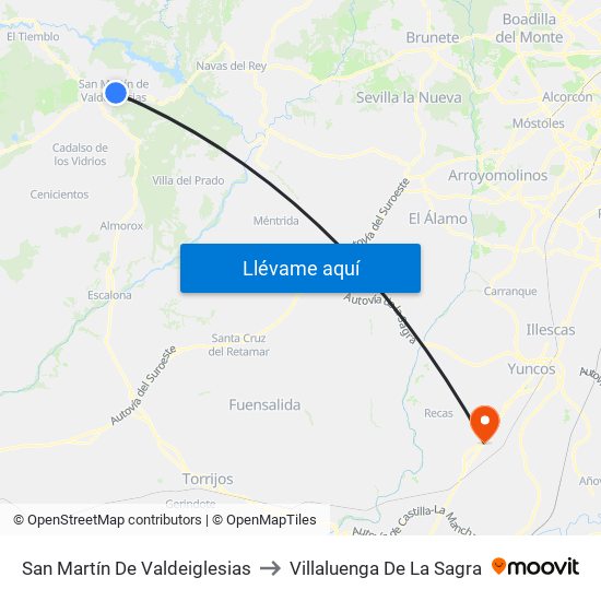 San Martín De Valdeiglesias to Villaluenga De La Sagra map