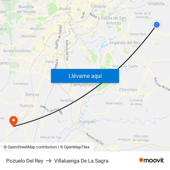 Pozuelo Del Rey to Villaluenga De La Sagra map