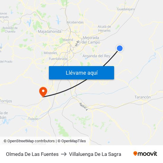 Olmeda De Las Fuentes to Villaluenga De La Sagra map