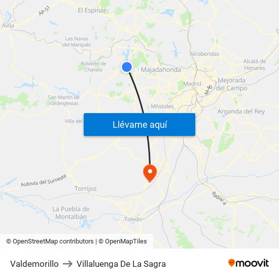 Valdemorillo to Villaluenga De La Sagra map