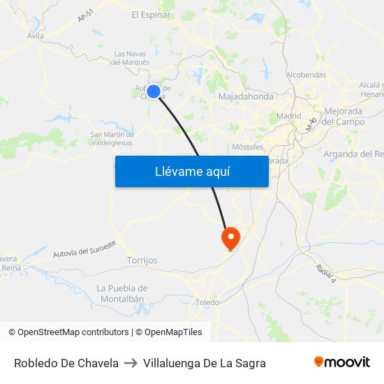 Robledo De Chavela to Villaluenga De La Sagra map