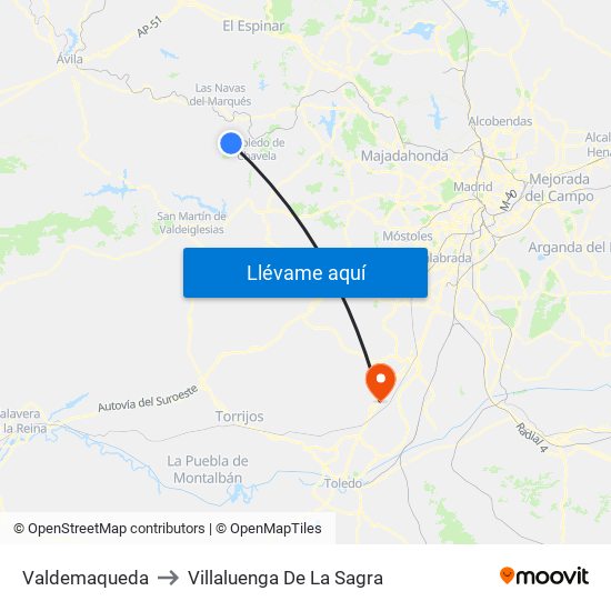 Valdemaqueda to Villaluenga De La Sagra map