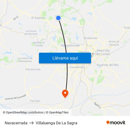 Navacerrada to Villaluenga De La Sagra map