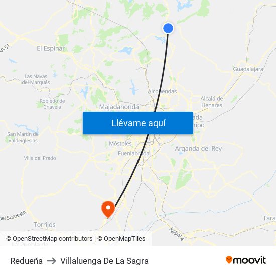Redueña to Villaluenga De La Sagra map