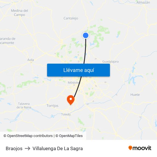 Braojos to Villaluenga De La Sagra map