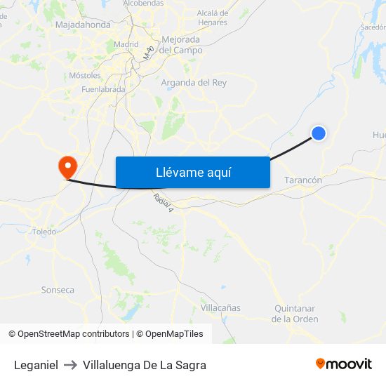 Leganiel to Villaluenga De La Sagra map