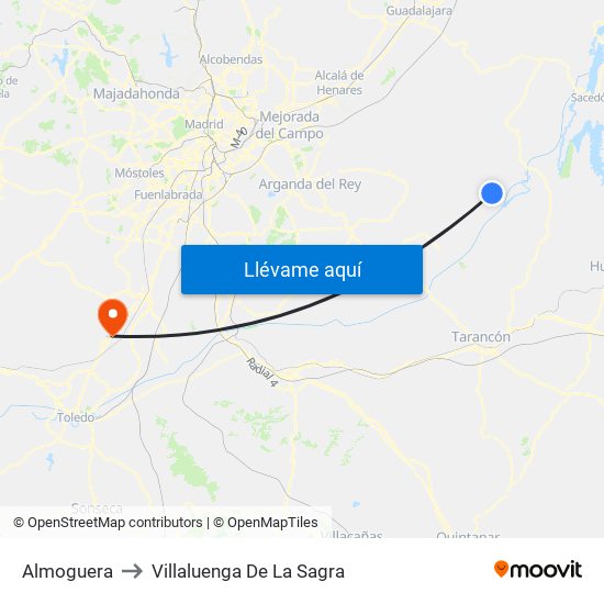 Almoguera to Villaluenga De La Sagra map