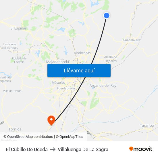 El Cubillo De Uceda to Villaluenga De La Sagra map