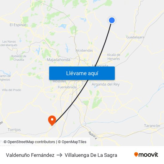 Valdenuño Fernández to Villaluenga De La Sagra map