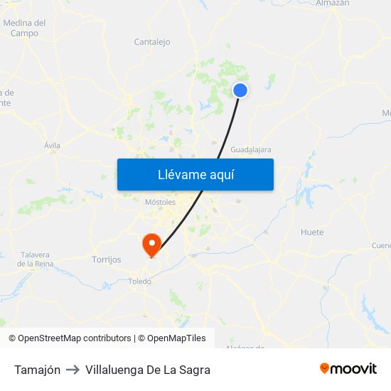 Tamajón to Villaluenga De La Sagra map