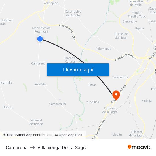 Camarena to Villaluenga De La Sagra map