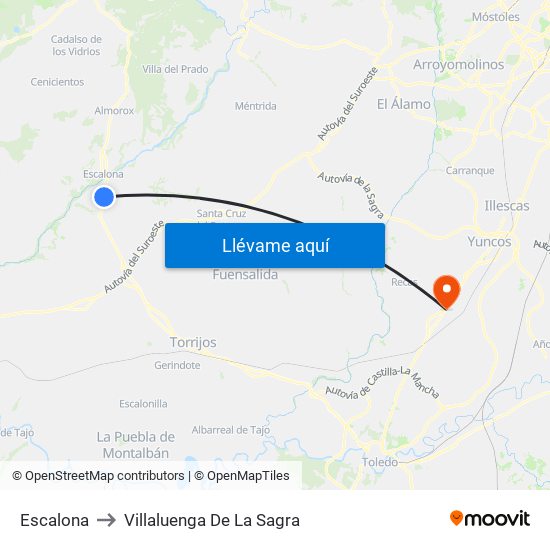 Escalona to Villaluenga De La Sagra map