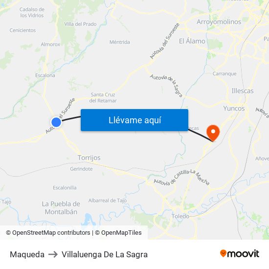 Maqueda to Villaluenga De La Sagra map