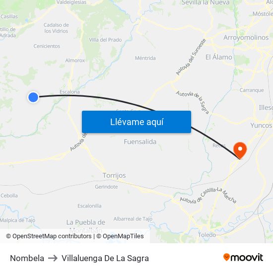 Nombela to Villaluenga De La Sagra map