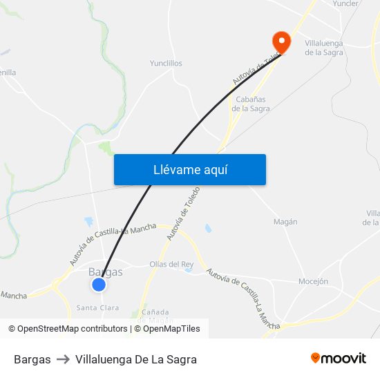 Bargas to Villaluenga De La Sagra map