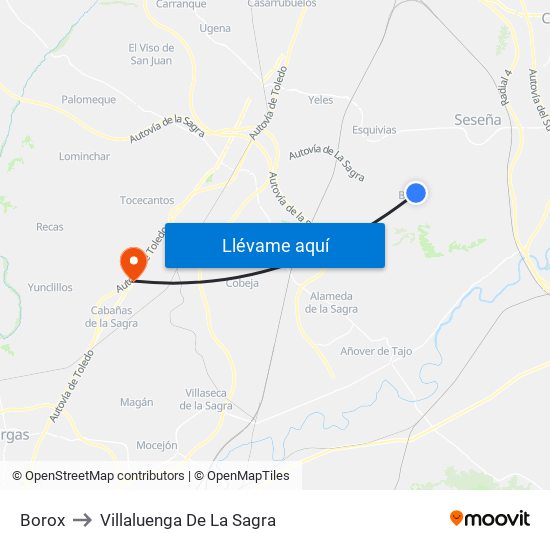 Borox to Villaluenga De La Sagra map