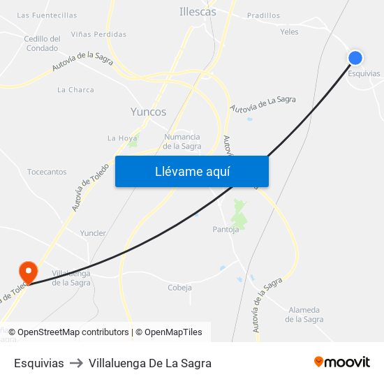 Esquivias to Villaluenga De La Sagra map