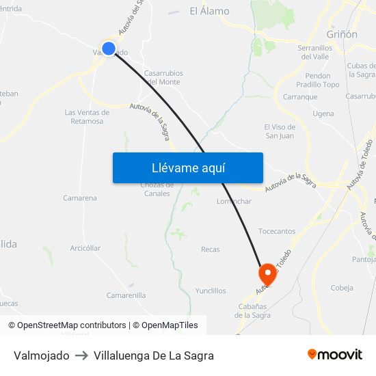 Valmojado to Villaluenga De La Sagra map