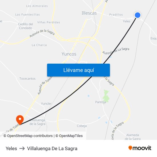 Yeles to Villaluenga De La Sagra map