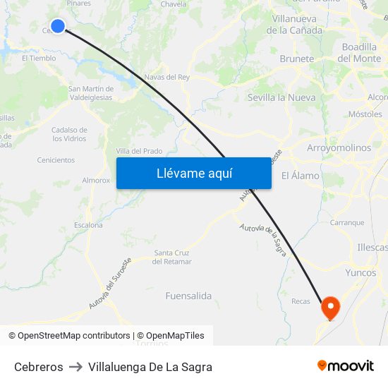 Cebreros to Villaluenga De La Sagra map
