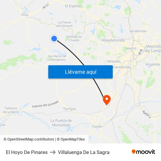 El Hoyo De Pinares to Villaluenga De La Sagra map