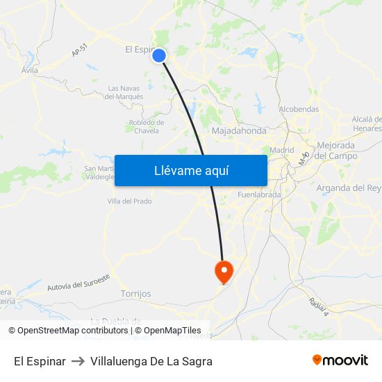 El Espinar to Villaluenga De La Sagra map