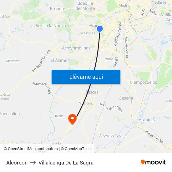 Alcorcón to Villaluenga De La Sagra map