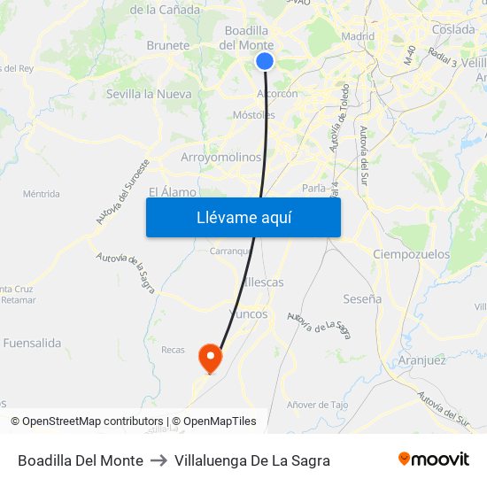 Boadilla Del Monte to Villaluenga De La Sagra map