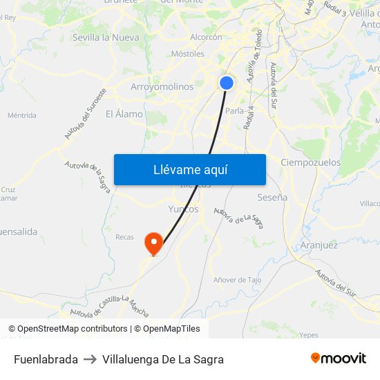 Fuenlabrada to Villaluenga De La Sagra map