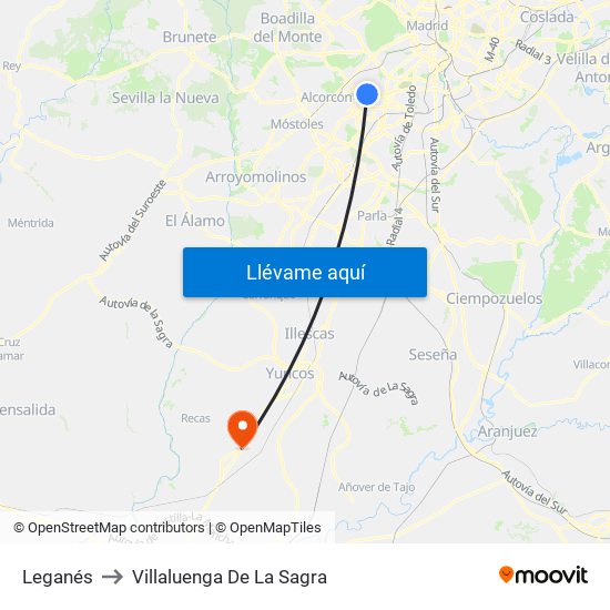 Leganés to Villaluenga De La Sagra map