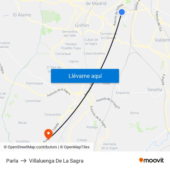 Parla to Villaluenga De La Sagra map
