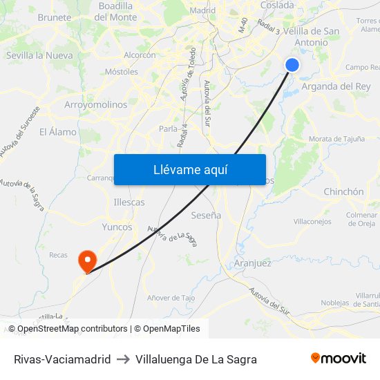 Rivas-Vaciamadrid to Villaluenga De La Sagra map