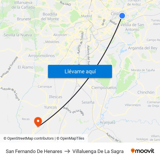 San Fernando De Henares to Villaluenga De La Sagra map