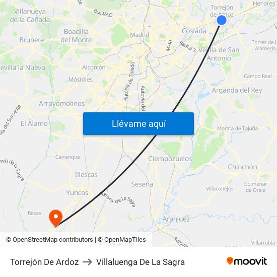 Torrejón De Ardoz to Villaluenga De La Sagra map