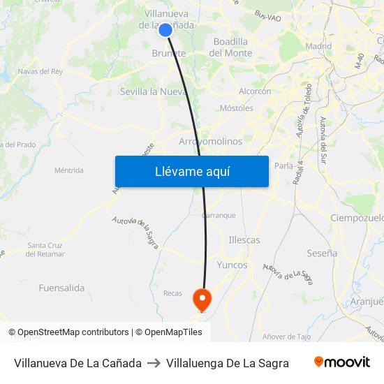 Villanueva De La Cañada to Villaluenga De La Sagra map