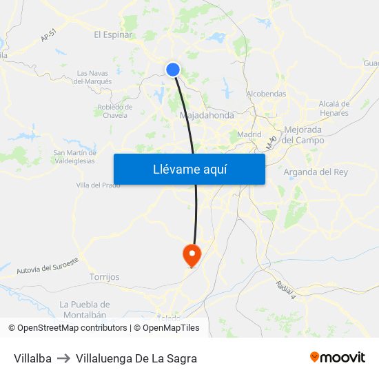 Villalba to Villaluenga De La Sagra map