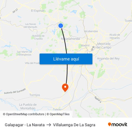 Galapagar - La Navata to Villaluenga De La Sagra map