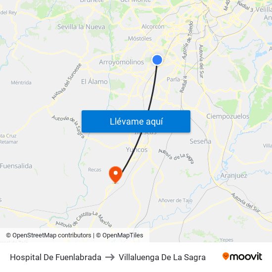 Hospital De Fuenlabrada to Villaluenga De La Sagra map