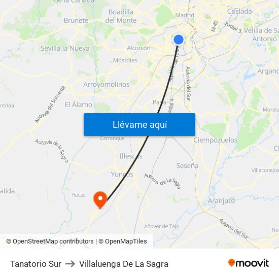 Tanatorio Sur to Villaluenga De La Sagra map