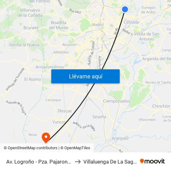 Av. Logroño - Pza. Pajarones to Villaluenga De La Sagra map