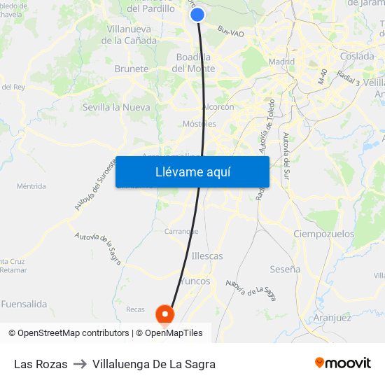 Las Rozas to Villaluenga De La Sagra map