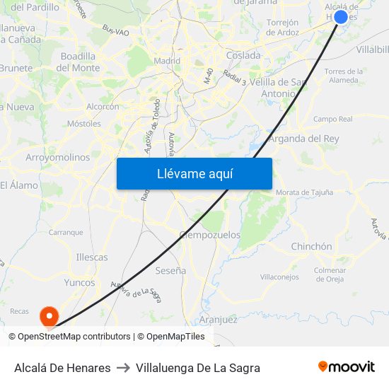 Alcalá De Henares to Villaluenga De La Sagra map