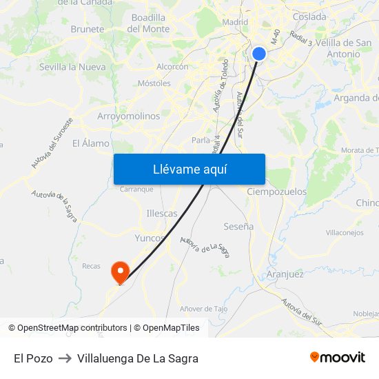 El Pozo to Villaluenga De La Sagra map