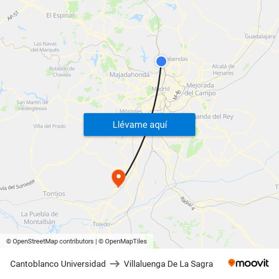 Cantoblanco Universidad to Villaluenga De La Sagra map